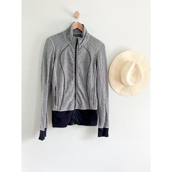 Lululemon | Nice Asana Jacket | Herringbone Black Gray | Sz 6 - Picture 2 of 11
